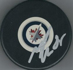 Autographed MATHIEU PERREAULT Winnipeg Jets Hockey Puck