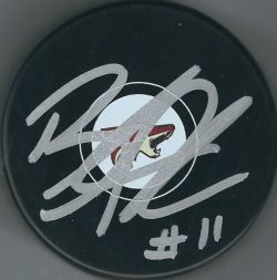 Autographed BRENDAN PERLINI Arizona Coyotes Hockey Puck