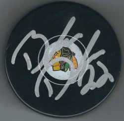 Autographed BRANDON DAVIDSON Chicago Blackhawks Hockey Puck