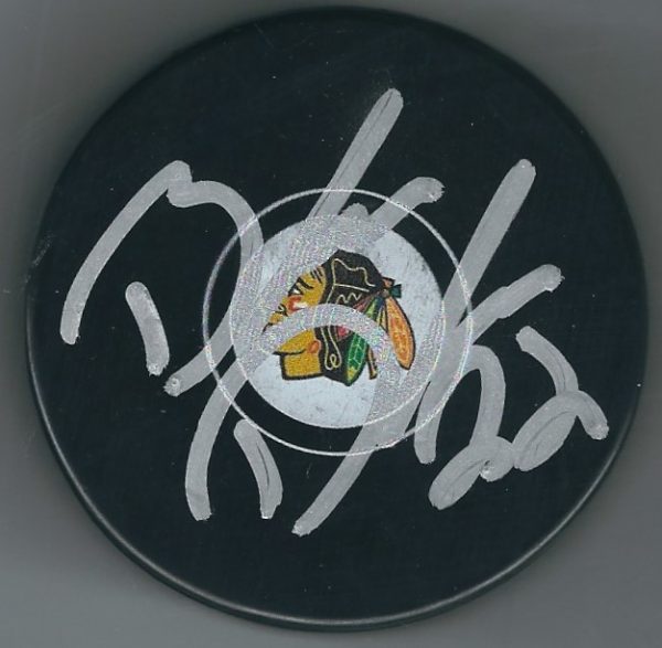 Autographed BRANDON DAVIDSON Chicago Blackhawks Hockey Puck