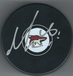 Autographed MAX DOMI Arizona Coyotes Hockey Puck