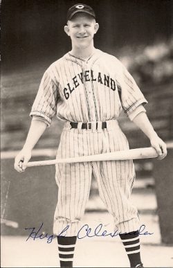 Autographed HUGH ALEXANDER Cleveland Indians BW Rowe Post Card