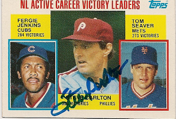 Autographed STEVE CARLTON 1984 Topps Card - Main Line Autographs