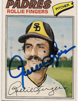 Autographed ROLLIE FINGERS San Diego Padres 1977 Topps Card