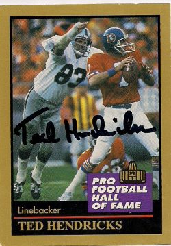 Autographed TED HENDRICKS 1991 Enor Football card
