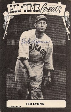 Autographed TED LYONS 1973 TCMA Post Card