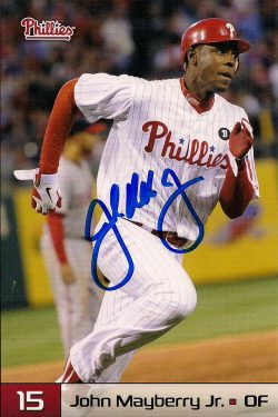 Autographed JOHN MAYBERRY, JR 2011  Phillies Post card