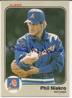 Autographed PHIL NIEKRO 1983 Fleer Card