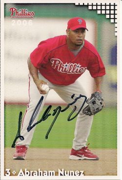 Autographed ABRAHAM NUNEZ  2006 Phillies Post card