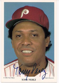 Autographed TONY PEREZ Philadelphia Phillies Post Card