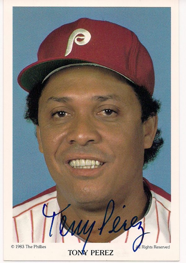 Autographed TONY PEREZ Philadelphia Phillies Post Card