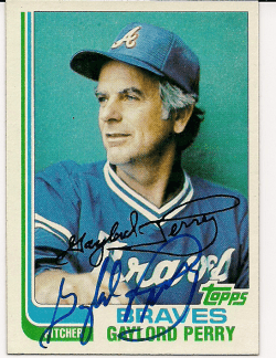 Autographed GAYLORD PERRY 1982 Topps Card