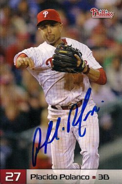 Autographed PLACIDO POLANCO 2011 Phillies Post card