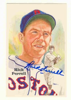 Autographed  RICK FERRELL Boston Red Sox Perez-Steele Postcard