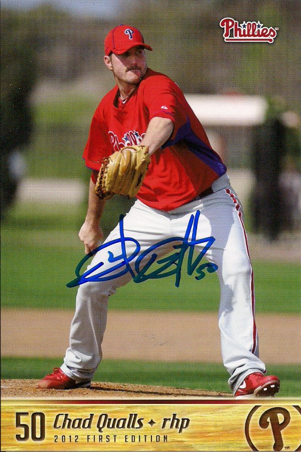 Autographed CHAD QUALLS 2012  Phillies Post card