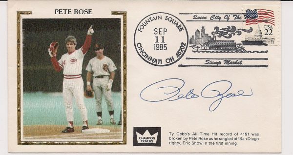 SIGNED  Cachet Cover PETE ROSE Cincinnati Reds