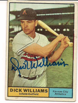 Autographed DICK WILLIAMS 1961 Topps Card