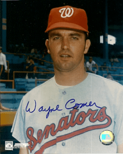 AUTOGRAPHED WAYNE COMER 8x10 Washington Senators Photo
