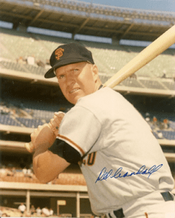 AUTOGRAPHED  DEL CRANDALL San Francisco Giants Pho