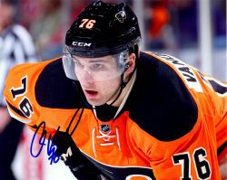 Autographed Chris VandeVelde 8X10 Philadelphia Flyers Photo