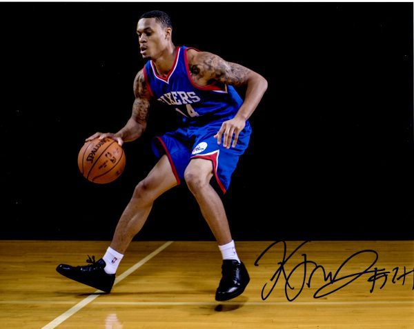 AUTOGRAPHED K.J. MCDANIELS 8X10  Philadelphia 76'ers photo