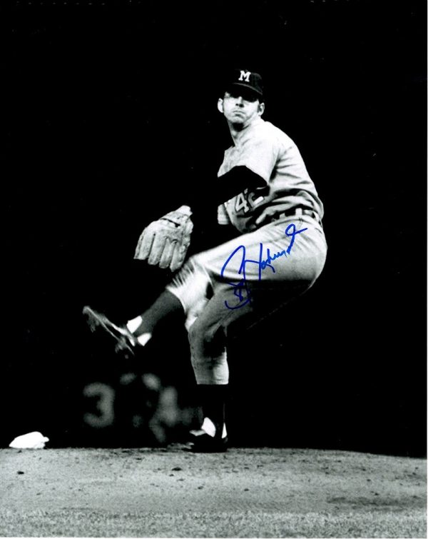 AUTOGRAPHED SKIP LOCKWOOD 8X10 photo Milwaukee Brewers