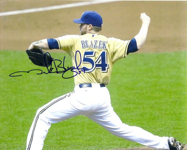 AUTOGRAPHED MICHAEL BLAZEK 8X10 Milwaukee Brewers Photo
