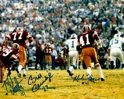 Autographed TED VACTOR, BILL BRUNDIGE AND MIKE BASS 8x10 Washington Redskins Photo