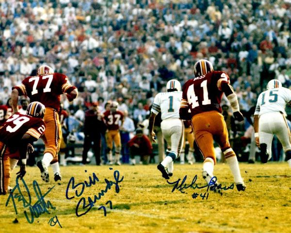 Autographed TED VACTOR, BILL BRUNDIGE AND MIKE BASS 8x10 Washington Redskins Photo