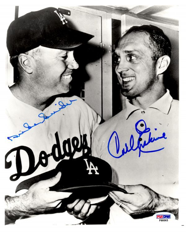 Autographed HOF DUKE SNIDER & CARL ERSKINE 8X10  Los Angeles Dodgers photo