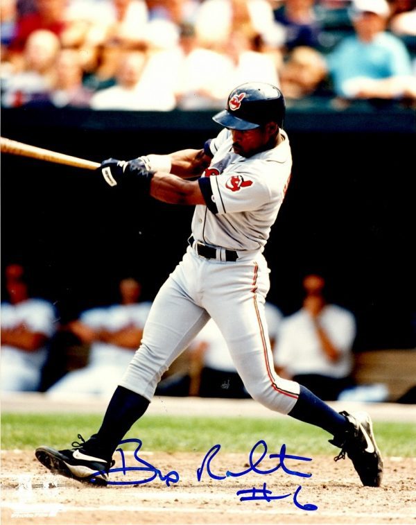 AUTOGRAPHED BIP ROBERTS 8X10 Cleveland Indians Photo