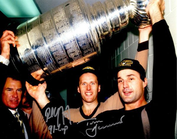 Autographed PAUL COFFEY & TOM BARRASSO  8x10 Pittsburgh Penguins Photo