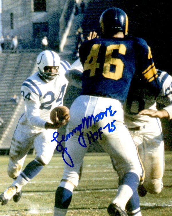 Autographed LENNY MOORE 8X10 Baltimore Colts photo