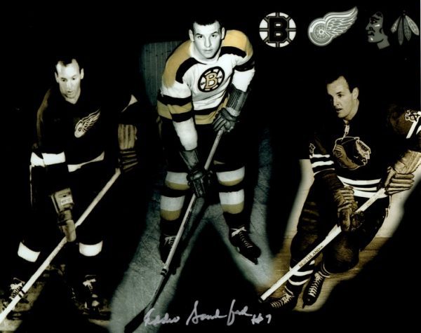 Autographed EDDIE SANFORD 8X10 Boston Bruins  Photo