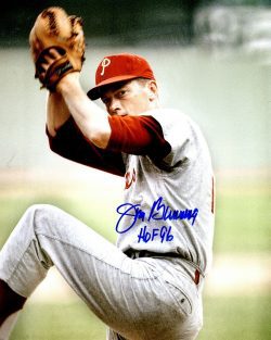 Autographed  JIM BUNNING HOF 96 8X10 Philadelphia Phillies photo