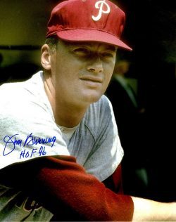 Autographed  JIM BUNNING HOF 96 8X10 Philadelphia Phillies photo