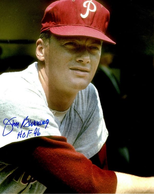 Autographed  JIM BUNNING HOF 96 8X10 Philadelphia Phillies photo