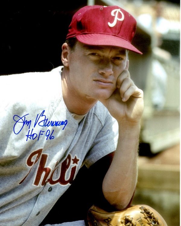 Autographed  JIM BUNNING HOF 96 8X10 Philadelphia Phillies photo