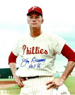 Autographed  JIM BUNNING HOF 96 8X10 Philadelphia Phillies photo