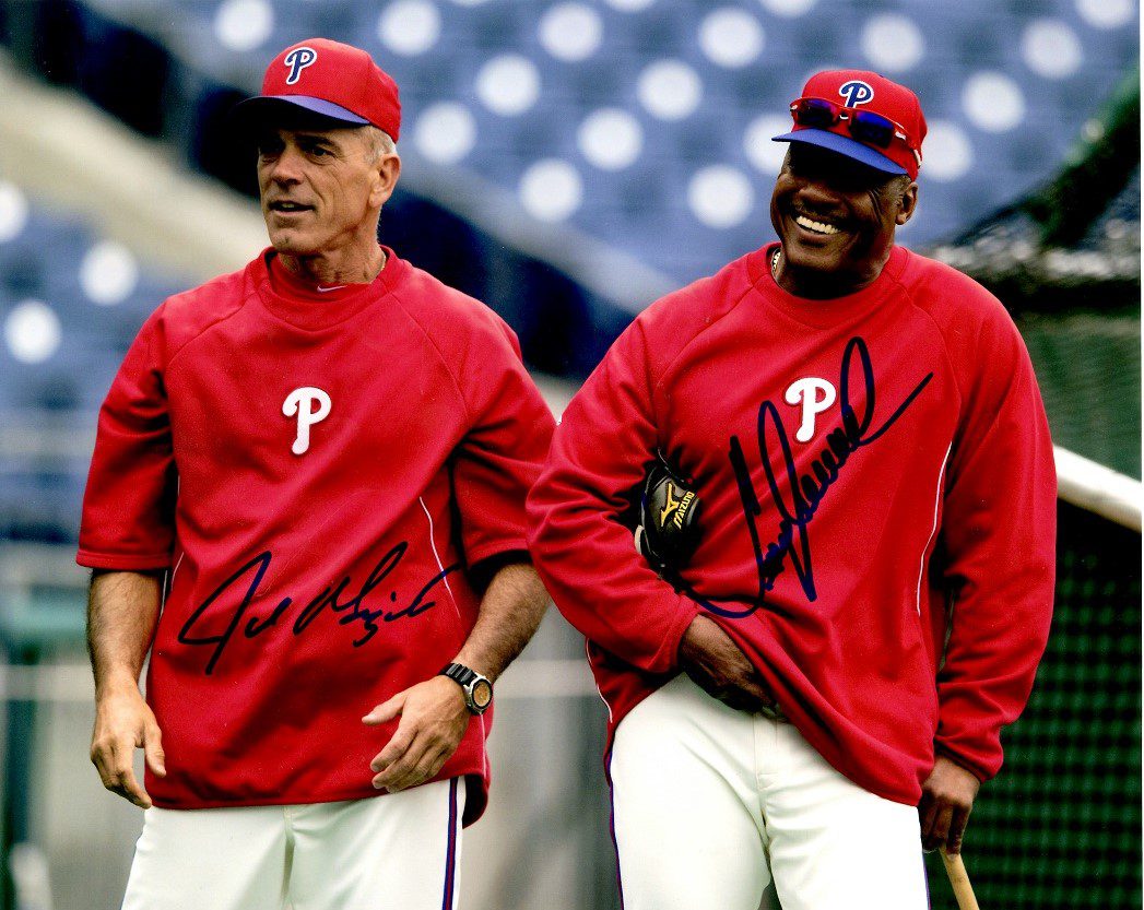 AUTOGRAPHED JOHN MIZEROCK & JUAN SAMUEL 8X10 Philadelphia Phillies