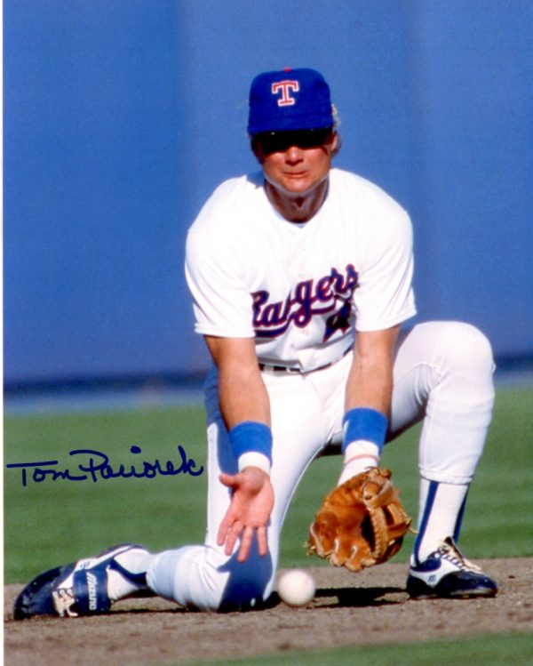 AUTOGRAPHED TOM PACIOREK 8X10 Texas Rangers Photo