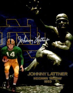 Autographed JOHNNY LATTNER 8X10 NOTRE DAME Photo