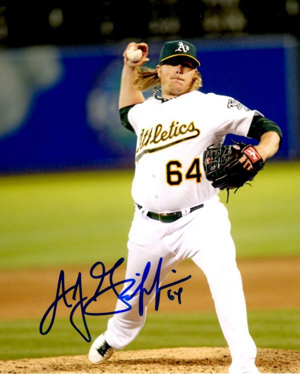 AUTOGRAPHED A.J. GRIFFIN 8X10 Oakland A's Photo