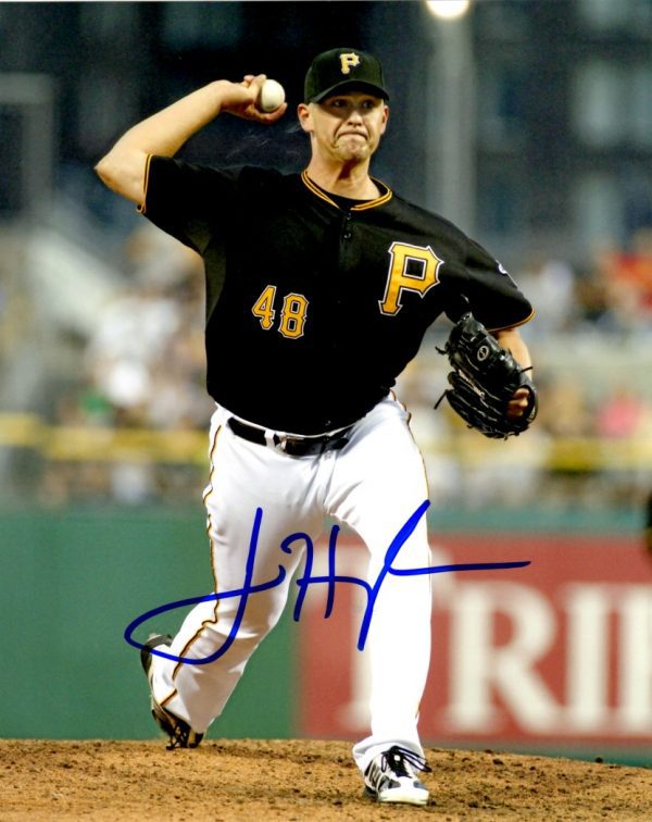 Autographed JARED HUGHES 8X10 Photo Pittsburgh Pirates