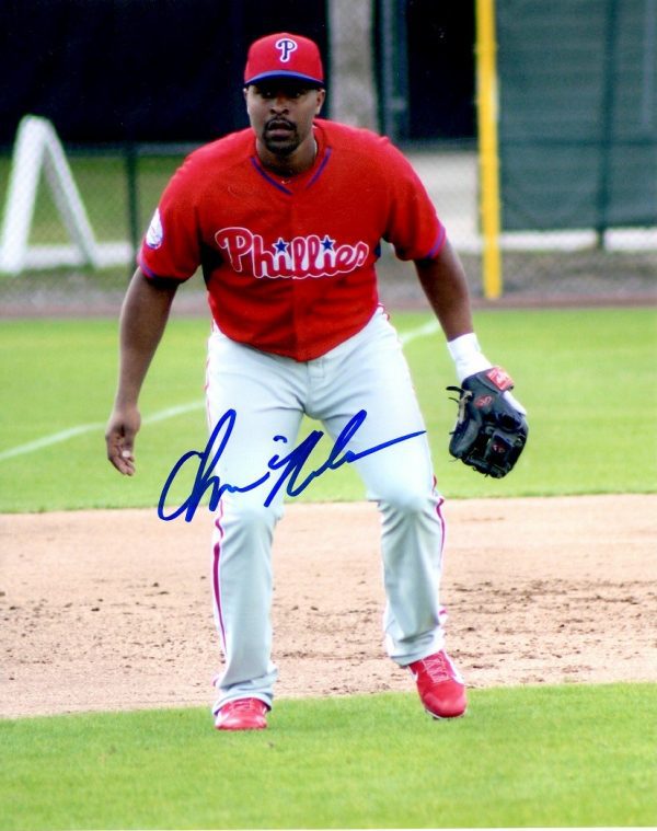 AUTOGRAPHED  CHRIS NELSON 8X10 Philadelphia Phillies Photo