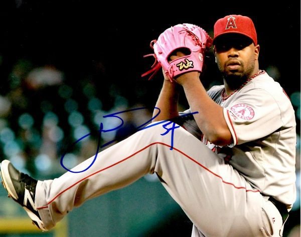 AUTOGRAPHED JEROME WILLIAMS 8X10 Los Angeles Angels Photo