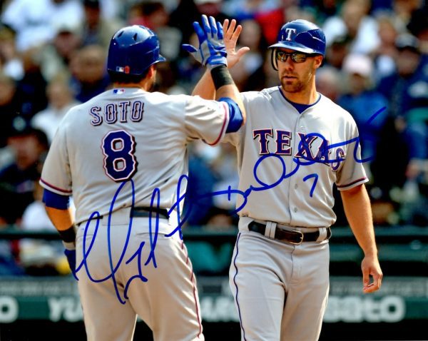 AUTOGRAPHED GEOVANY SOTO & DAVID MURPHY 8X10 Texas Rangers Photo