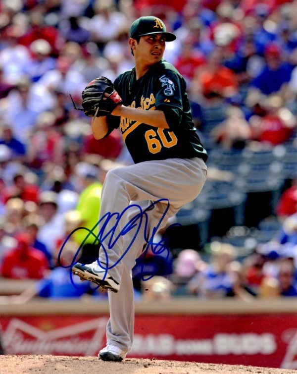AUTOGRAPHED JESSE CHAVEZ 8X10  A's Photo