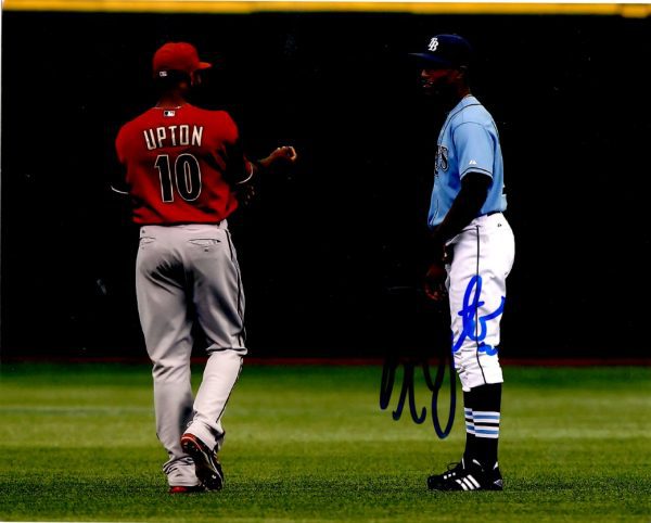 Autographed B.J. UPTON 8X10 Tampa Bay Rays Photo.