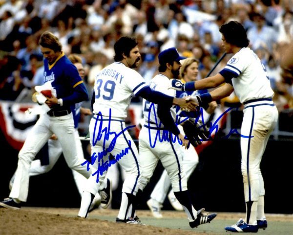 AUTOGRAPHED AL HRABOSKY & CLINT HURDLE 8X10 photo KC Royals